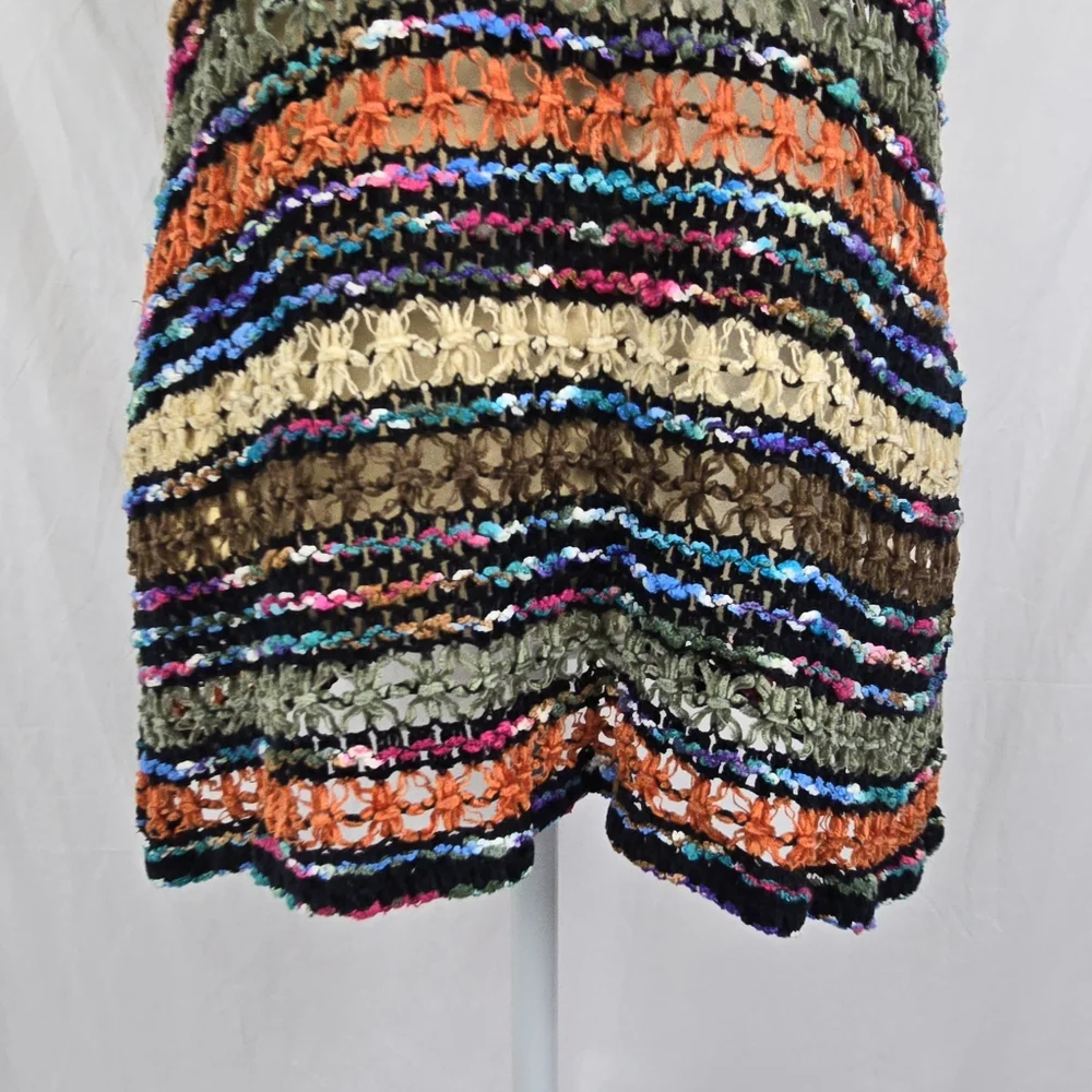 Free People New Romantics Multicolored Open Knit Sleeveless Tunic Top sz S